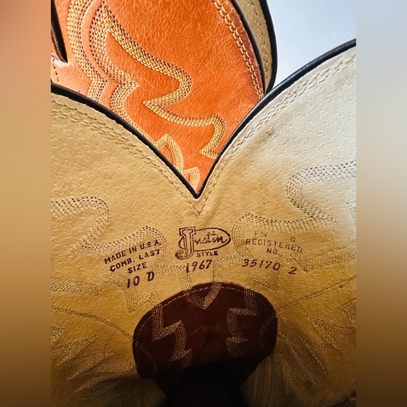 Vintage Justin Boots Brown Leather Western Cowboy Cowgirl Boots 10 - Picture 6 of 6